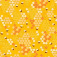 Seamless pattern of bees and honeycombs. Vector graphics.