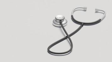 Medical stethoscope 3d rendering. Stethoscope 3d stand on table photo