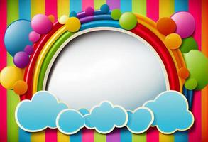 Colorful rainbow birthday party border frame background. Generate Ai photo