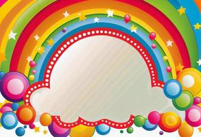 Colorful rainbow birthday party border frame background. Generate Ai photo