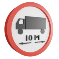 3D render length limit 10 meters sign icon isolated on transparent background, red mandatory sign png
