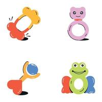 Modern Set of Rattles and Teethers Flat Icons vector