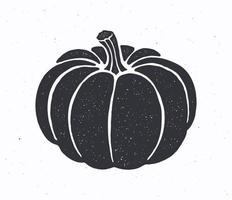 Silhouette of pumpkin with stem. Vector illustration. Symbol of halloween and October festival