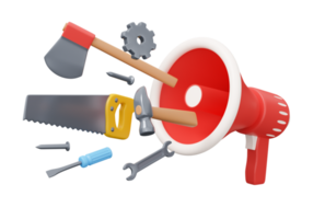 construction tools megaphone 3d png