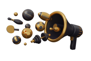 sport equipment megaphone gold 3d png