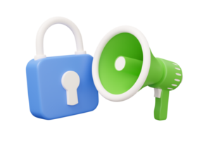 padlock megaphone speaker 3d png