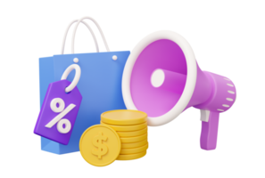 shopping sale megaphone 3d png