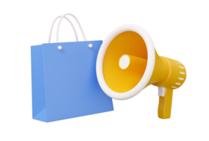 shopping bag megaphone speaker 3d png