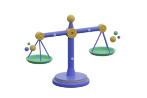 3D Financial balance scale. Balance sheet and legal justice illustration concept. png