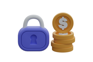 3D illustration of payment security, bank deposit, or transaction security system. png