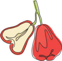 een doorlopende lijntekening van hele gezonde biologische belvruchten voor de identiteit van het boomgaardlogo. vers bellfruit concept voor fruittuin icoon. moderne enkele lijn tekenen ontwerp grafische vectorillustratie png