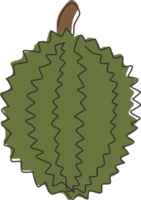 una linea continua che disegna un intero durian organico sano per l'identità del logo del frutteto. concetto di frutta esotica fresca tailandese per l'icona del giardino di frutta. illustrazione vettoriale grafica di disegno di disegno a linea singola moderna png