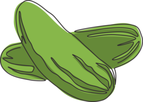 enkele doorlopende lijntekening van hele gezonde biologische komkommer voor de identiteit van het boomgaardlogo. vers groenteconcept voor veganistisch tuinpictogram. moderne één lijn tekenen ontwerp vector grafische afbeelding png