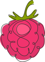 Single continuous line drawing of whole healthy organic raspberry for orchard logo identity. Fresh berry fruitage concept for fruit garden icon. Modern one line draw design graphic vector illustration png