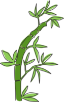 um único desenho de linha de árvores de bambu para a identidade do logotipo da plantação. conceito de planta com flor perene perene fresca para o ícone da planta. ilustração gráfica do vetor moderno desenho linha contínua png