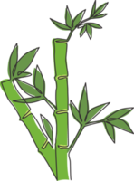 desenho de linha única contínua de árvores de bambu para a identidade do logotipo da plantação. conceito de planta com flor perene perene fresca para o ícone da planta. ilustração em vetor design gráfico moderno de uma linha png