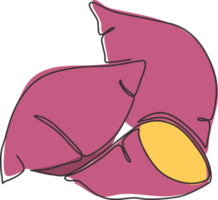 enkele doorlopende lijntekening hele gezonde biologische zoete aardappel voor de identiteit van het boomgaardlogo. vers ipomoea batatas concept voor botanisch icoon. moderne één lijn tekenen ontwerp vector grafische afbeelding png