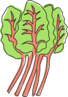 Ein einziger Strichzeichnungs-Gruppenhaufen aus gesundem Bio-Mangold für die Identität des Farmlogos. Frisches Blattspinat-Rüben-Konzept für Gemüse-Symbol. moderne durchgehende Linie zeichnen Design-Vektor-Illustration png