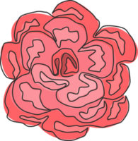 garofano fresco di bellezza a una linea di disegno singolo per poster di decorazione della parete di casa. fiore di dianthus decorativo stampabile per ornamento di biglietti di auguri. illustrazione vettoriale di disegno di disegno di linea continua alla moda png