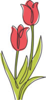 um desenho de linha contínuo de tulipa fresca de beleza para logotipo. cartaz para impressão decorativo holanda nacionalidade flor conceito parede home decor art. ilustração em vetor moderno desenho de linha única png