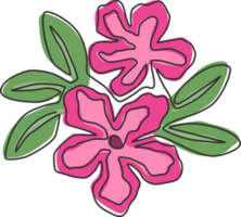 disegno a linea continua di adenium di bellezza fresca per il logo del giardino. poster stampabile decorazione della parete di casa con fiori di rosa del deserto decorativi. illustrazione vettoriale grafica di design moderno di una linea di disegno png