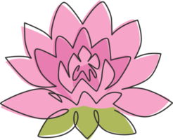 Eine einzige Strichzeichnung von Beauty Fresh Lotus für das Spa-Business-Logo. dekoratives Seerosenblumenkonzept für Hauptwanddekorplakat. moderne durchgehende Linie zeichnen Grafikdesign-Vektorillustration png