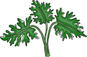 en enda radteckning tropisk bladväxt. utskrivbart dekorativt philodendron selloum krukväxtkoncept för hemväggsdekoration. modern kontinuerlig linje grafisk rita design vektorillustration png