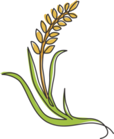 un seul dessin de grain de blé biologique sain et entier pour l'identité du logo de la ferme. concept d'aliments de base frais pour l'icône de céréales de petit déjeuner. illustration vectorielle de ligne continue moderne dessin graphique png