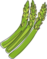 een doorlopende lijntekening van hele gezonde biologische asperges voor de identiteit van het tuinlogo. vers mus gras concept voor groente icoon. moderne enkele lijn tekenen ontwerp vector grafische afbeelding png