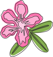 um único desenho de linha de adenium de beleza fresca para logotipo de jardim. cartaz para impressão decorativo deserto rosa flores conceito casa decoração de parede. ilustração gráfica do vetor moderno desenho linha contínua png