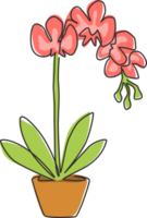 enda kontinuerlig linjeteckning av skönhet färsk gladiolus för heminredning affisch. utskrivbara dekorativa svärd gladius blomma koncept för gratulationskort prydnad. en rad rita design vektorillustration png