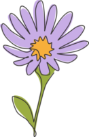 un dessin au trait continu beauté plante à fleurs vivaces fraîches pour affiche d'art mural de décoration intérieure. fleur d'aster décorative imprimable pour l'icône du parc. illustration vectorielle de conception de dessin à une seule ligne moderne png