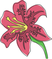 enkele doorlopende lijntekening schoonheid lilium lancifolium voor home decor wall art poster print. afdrukbare decoratieve tijgerleliebloem voor groen park. moderne één lijn tekenen ontwerp vectorillustratie png