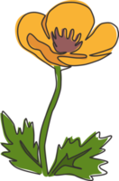 Single One-Line-Zeichnung Schönheit frische Viola-Hybridpflanze für Gartenlogo. druckbare dekorative Stiefmütterchenblume für Heimkunstwanddekor-Plakatdruck. moderne durchgehende Linie zeichnen Design-Vektor-Illustration png