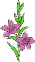 un dibujo de línea continua de la belleza de la orquídea fresca para el logotipo del jardín. cartel decorativo imprimible concepto de flor de orquídea para el arte de decoración de la pared del hogar. Ilustración de vector de diseño de dibujo de línea única moderna png