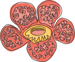 enda en rad teckning skönhet färsk lik lilja för hem vägg konst dekor affisch print. dekorativ rafflesia arnoldii blomma för nationalparken. modern kontinuerlig linje rita design vektorillustration png