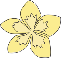 dessin au trait continu unique de plumeria fraîche de beauté pour le logo de jardin. concept de fleur de frangipanier d'art décoratif imprimable pour le textile de tissu de mode. illustration vectorielle de conception à la mode une ligne png