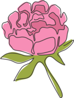 un disegno a tratteggio continuo di bellezza fresca pianta perenne decorazione della parete casa arte poster stampa. fiore di peonia decorativo stampabile per l'icona del parco verde. illustrazione vettoriale di design moderno a linea singola png