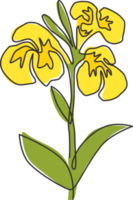 en kontinuerlig linjeteckning skönhet färsk canna för trädgård logotyp. utskrivbart dekorativt canna lily flower koncept för heminredning väggkonst affischtryck. moderna en rad rita design vektorillustration png