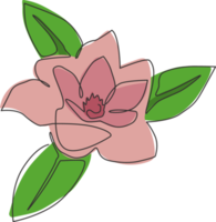 Dibujo de línea continua única Beauty Fresh Magnoliaceae para decoración de pared de arte para el hogar Impresión de póster. concepto de flor de magnolia decorativa para marco de tarjeta floral. Ilustración de vector de diseño de dibujo de una línea moderna png