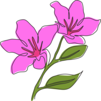 enkele lijntekening van schoonheidsverse azalea voor tuinlogo. decoratieve rododendron bloem concept voor thuis muur decor art poster print. moderne doorlopende lijn tekenen ontwerp vectorillustratie png