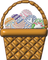 Easter eggs bucket 3d glossy png