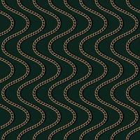 Simple wavy pattern with gold chains on a green background. Vertical composition. Vector detailed illustration.