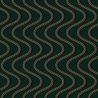 Simple wavy pattern with gold chains on a green background. Vertical composition. Vector detailed illustration.