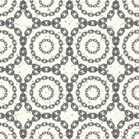 Seamless geometric chain pattern with circles of differesnt size on white textured background. Stainless steel and gold chains. vector