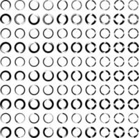 Grunge Circle Thin line black abstract shape 50 Set vector