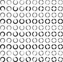 Grunge Circle Thin line black abstract shape 50 Set vector