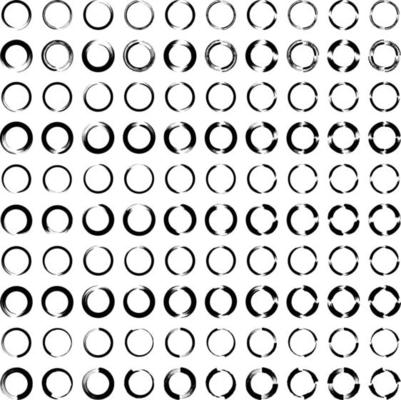 Grunge Circle Thin line black abstract shape 50 Set