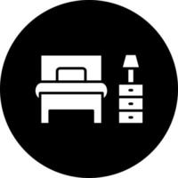 soltero cama habitación vector icono estilo