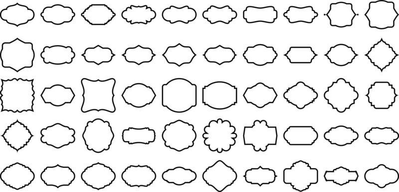 Shield Emblem and Badge Black Glyph Set 50